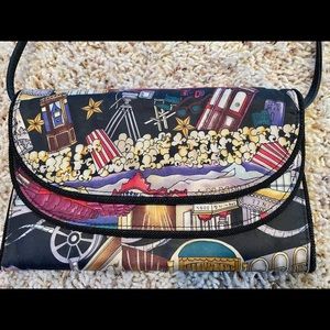 🍿🎥Vintage 1990s Nicole Miller Movies Silk Flap Purse